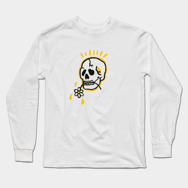 skulls happy skull skeleton flower happy face Long Sleeve T-Shirt by Tropical Blood